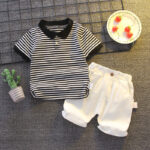 New Baby Kidsren's Short-Sleeved Suit Kidsren's Clothing Boys' Summer Clothes and Pants Two-Piece Set Fashionable - Image 2