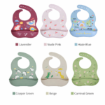 Manufacturer Cross-Border Children's Silicone Bibs, Infant Saliva Napkins, Waterproof Bibs, Baby No-Wash Rice Pockets, Saliva Pockets